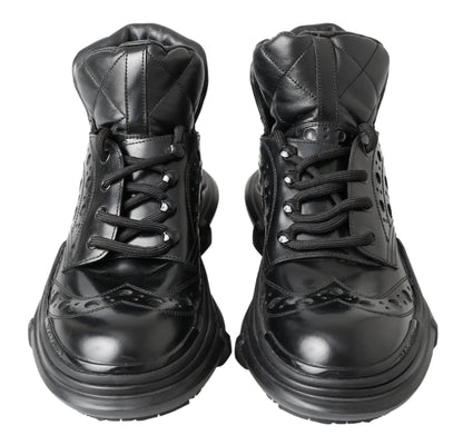 Dolce & Gabbana Black Leather Ankle Casual Boots - SMARTMARTNZ