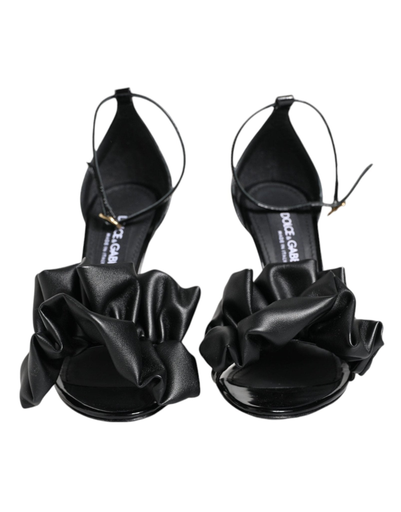 Dolce & Gabbana Black Leather Ankle Strap Heel Sandals Shoes - SMARTMARTNZ