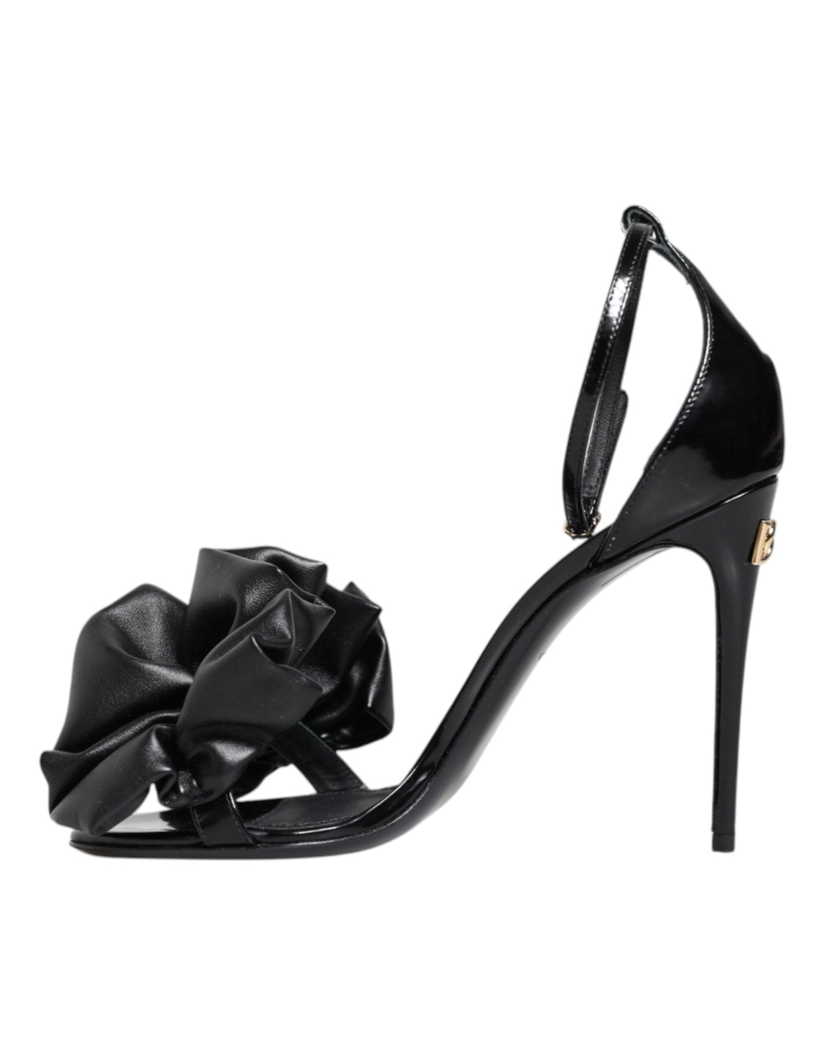 Dolce & Gabbana Black Leather Ankle Strap Heel Sandals Shoes - SMARTMARTNZ