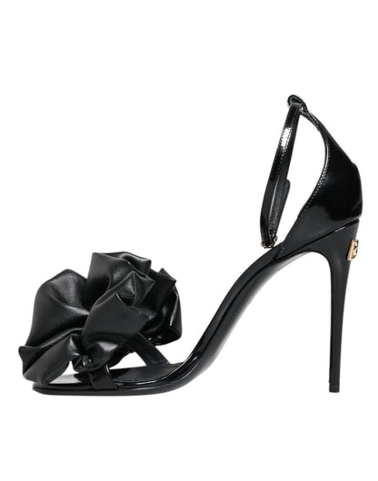 Dolce & Gabbana Black Leather Ankle Strap Heel Sandals Shoes - SMARTMARTNZ