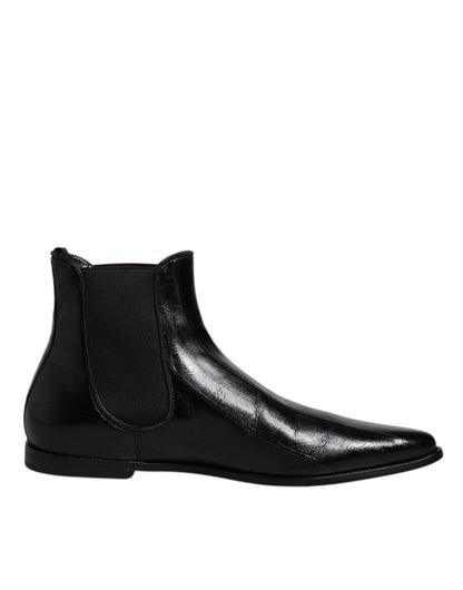 Dolce & Gabbana Black Leather Chelsea Men Ankle Boots Shoes - SMARTMARTNZ