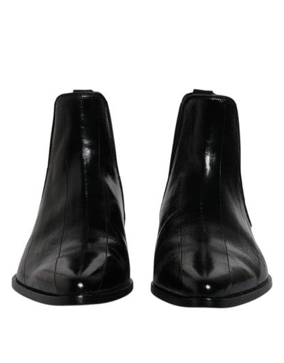 Dolce & Gabbana Black Leather Chelsea Men Ankle Boots Shoes - SMARTMARTNZ