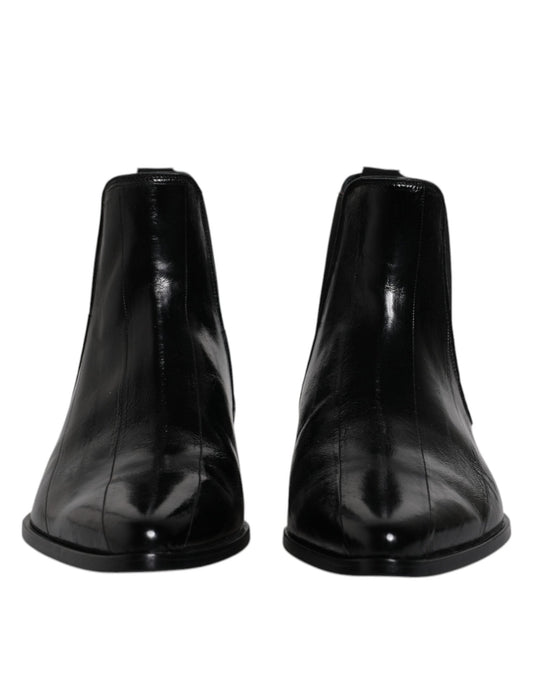 Dolce & Gabbana Black Leather Chelsea Men Ankle Boots Shoes - SMARTMARTNZ