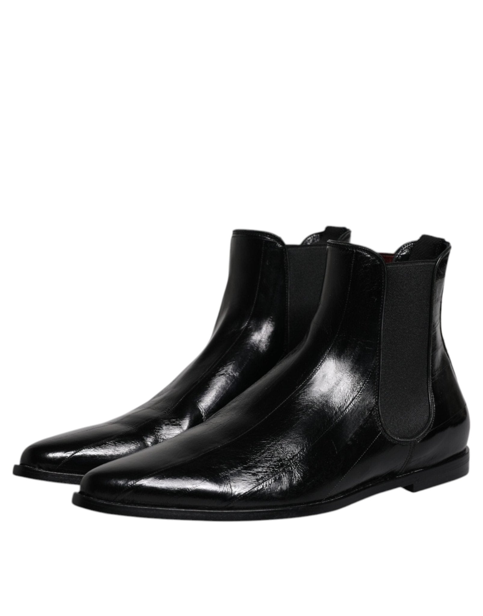 Dolce & Gabbana Black Leather Chelsea Men Ankle Boots Shoes - SMARTMARTNZ