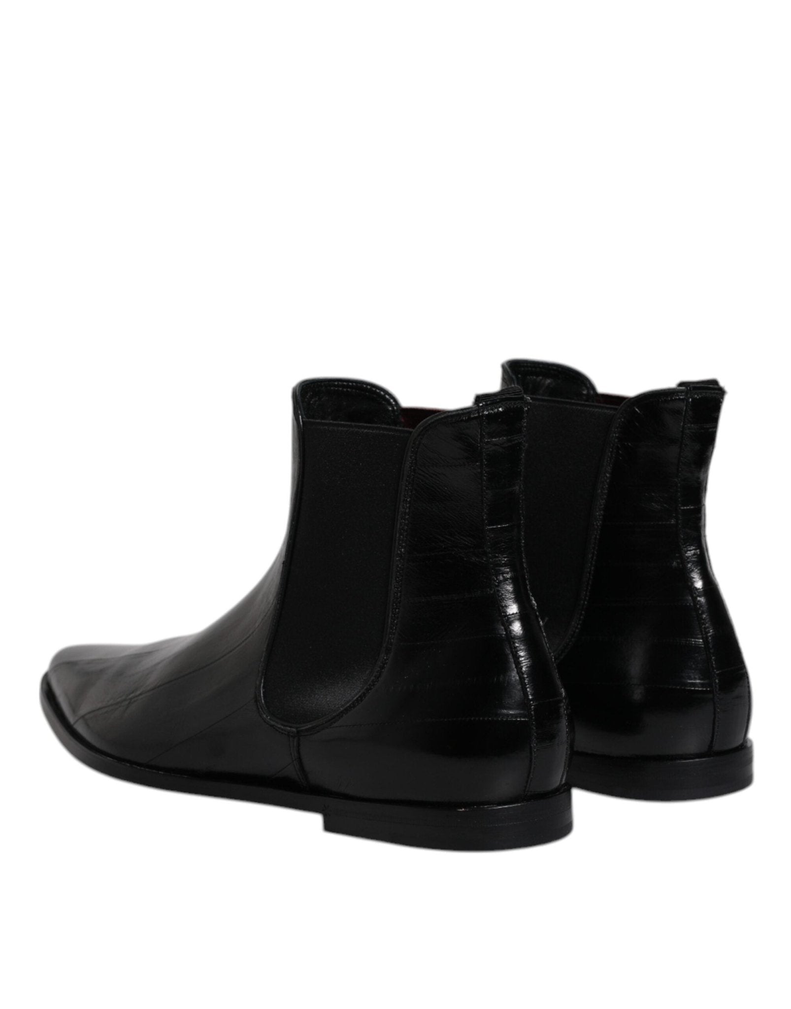 Dolce & Gabbana Black Leather Chelsea Men Ankle Boots Shoes - SMARTMARTNZ