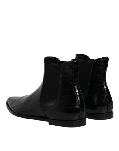 Dolce & Gabbana Black Leather Chelsea Men Ankle Boots Shoes - SMARTMARTNZ