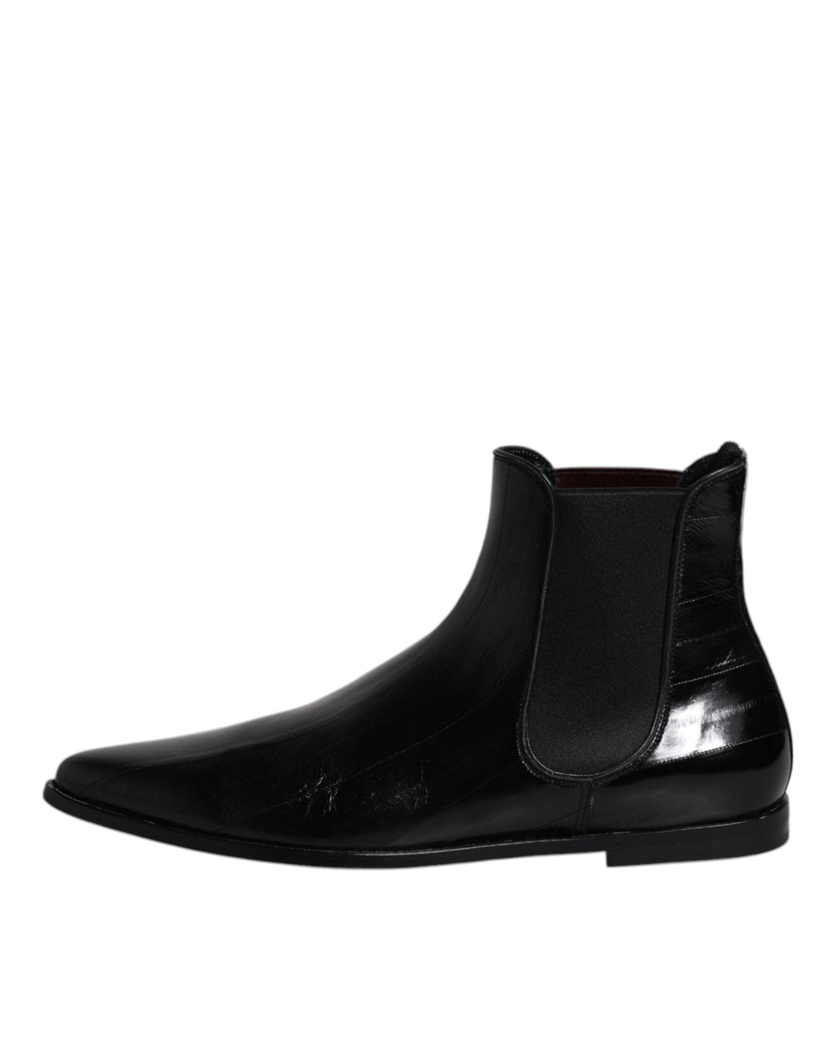 Dolce & Gabbana Black Leather Chelsea Men Ankle Boots Shoes - SMARTMARTNZ