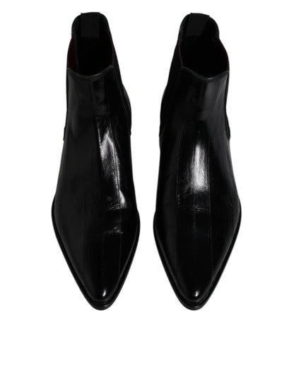 Dolce & Gabbana Black Leather Chelsea Men Ankle Boots Shoes - SMARTMARTNZ