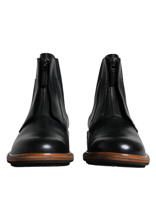 Dolce & Gabbana Black Leather Chelsea Mid Calf Men Boots Shoes - SMARTMARTNZ