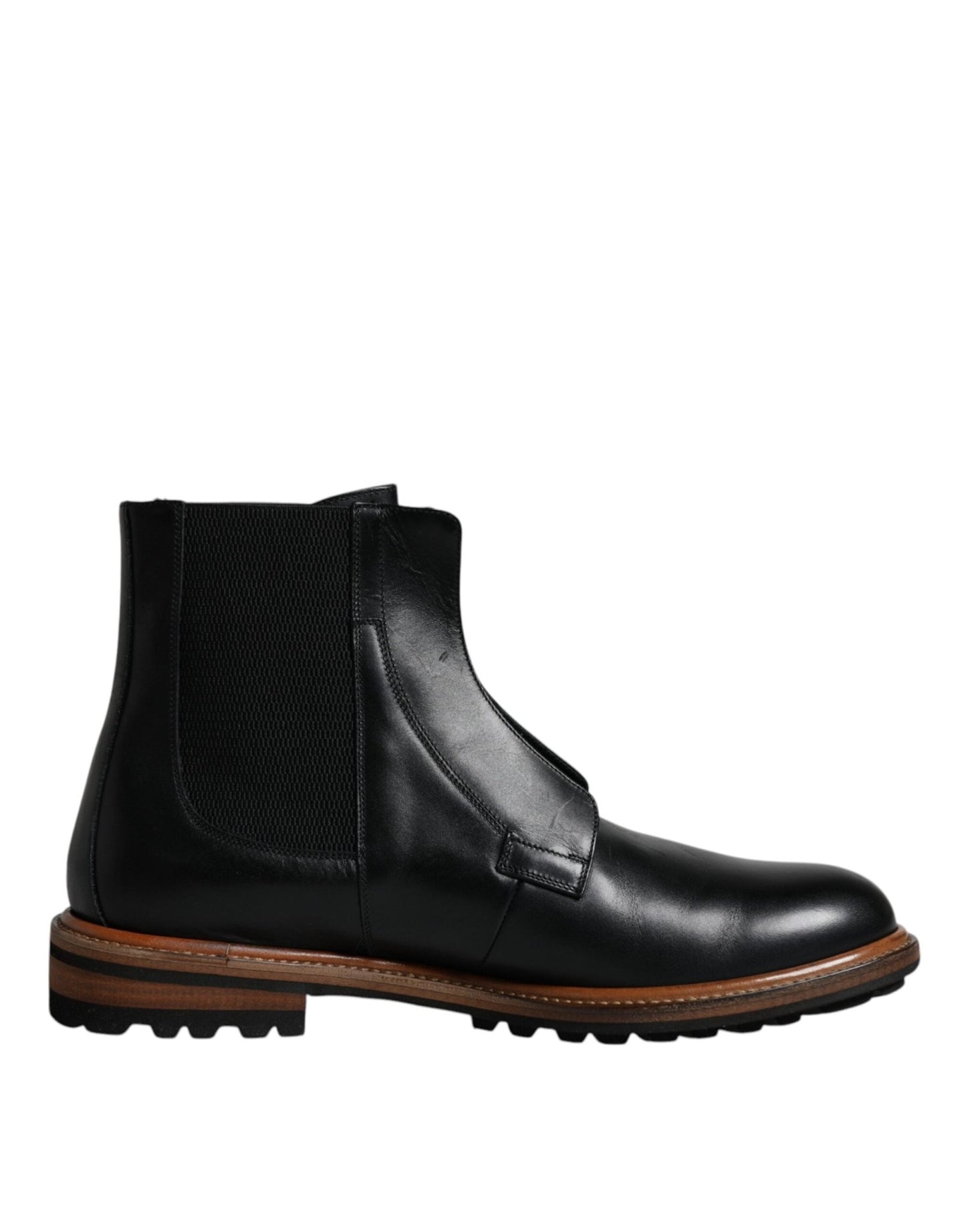 Dolce & Gabbana Black Leather Chelsea Mid Calf Men Boots Shoes - SMARTMARTNZ