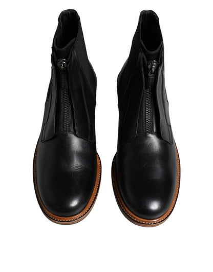 Dolce & Gabbana Black Leather Chelsea Mid Calf Men Boots Shoes - SMARTMARTNZ