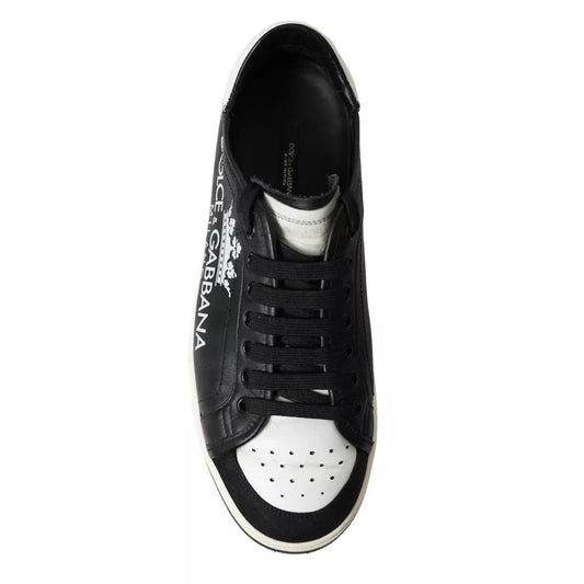 Dolce & Gabbana Black Leather Crown Milano Men Sneakers Shoes - SMARTMARTNZ