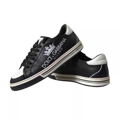 Dolce & Gabbana Black Leather Crown Milano Men Sneakers Shoes - SMARTMARTNZ