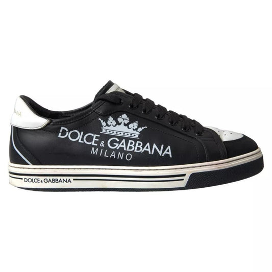 Dolce & Gabbana Black Leather Crown Milano Men Sneakers Shoes - SMARTMARTNZ