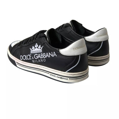 Dolce & Gabbana Black Leather Crown Milano Men Sneakers Shoes - SMARTMARTNZ