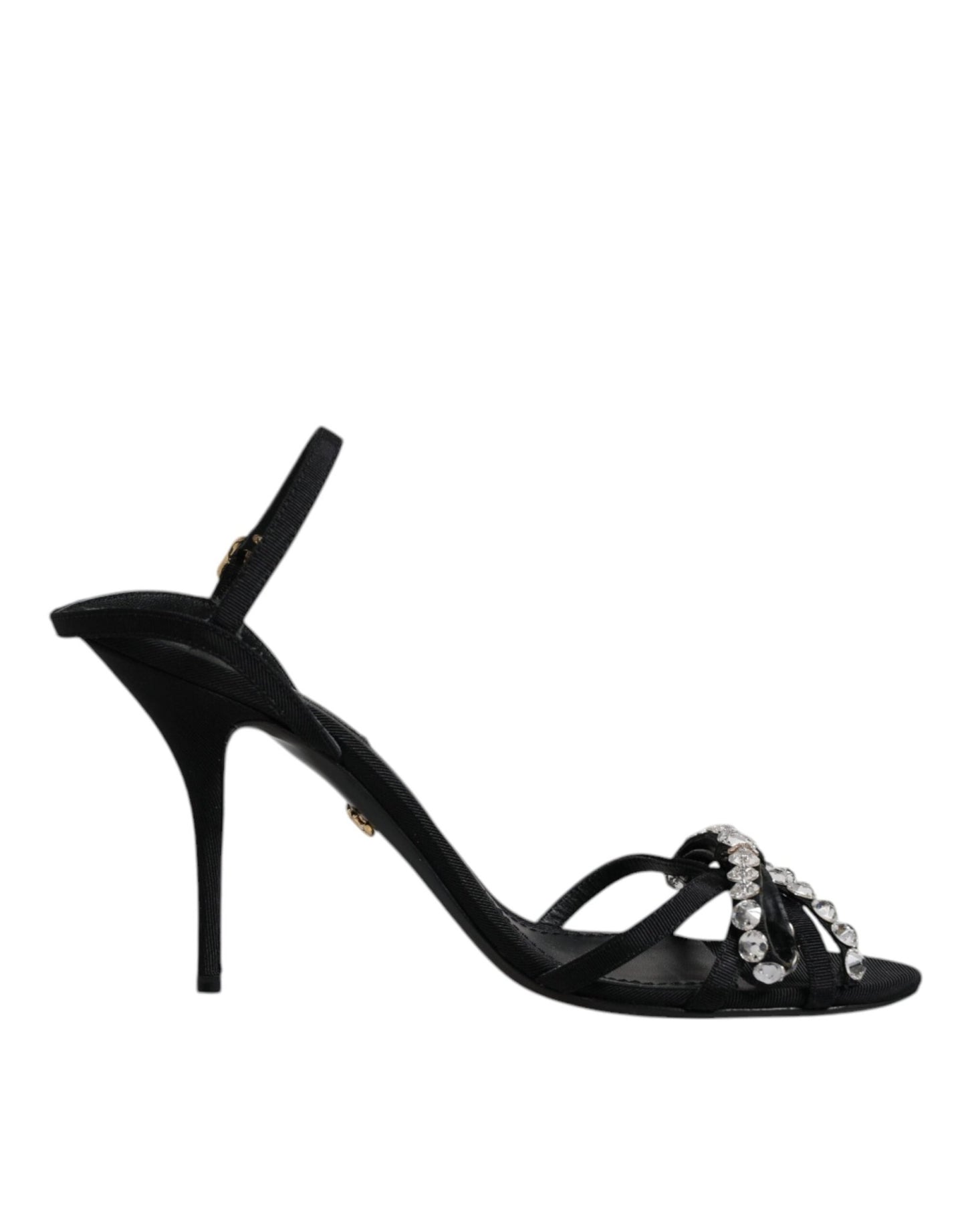 Dolce & Gabbana Black Leather Crystal Bow KEIRA Sandals Shoes - SMARTMARTNZ