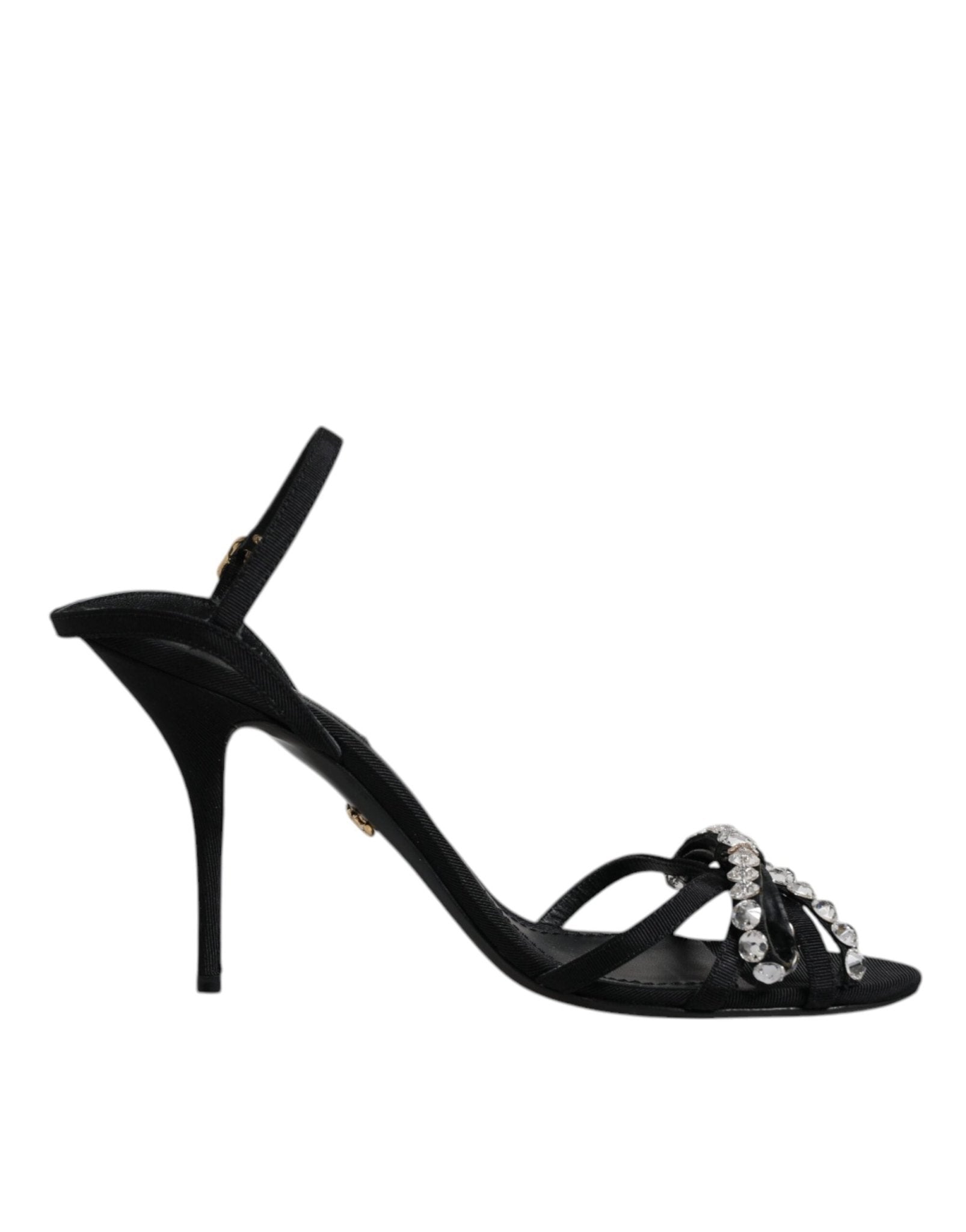 Dolce & Gabbana Black Leather Crystal Bow KEIRA Sandals Shoes - SMARTMARTNZ