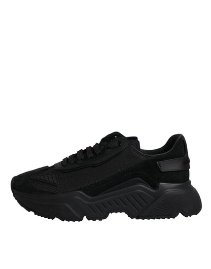 Dolce & Gabbana Black Leather Daymaster Low Top Sneakers Shoes - SMARTMARTNZ