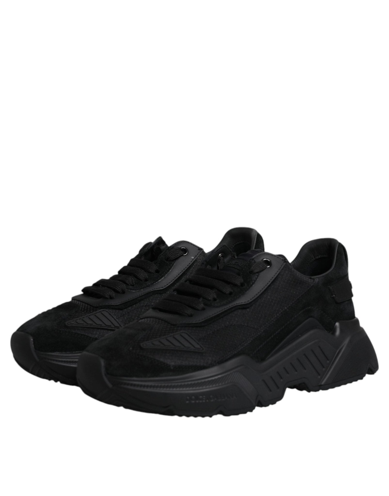 Dolce & Gabbana Black Leather Daymaster Low Top Sneakers Shoes - SMARTMARTNZ