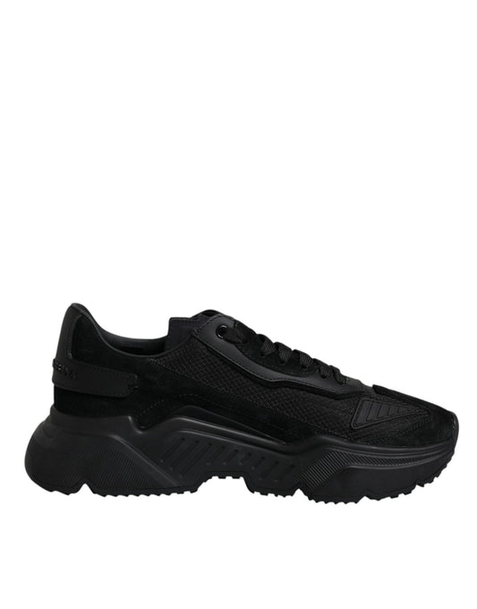 Dolce & Gabbana Black Leather Daymaster Low Top Sneakers Shoes - SMARTMARTNZ
