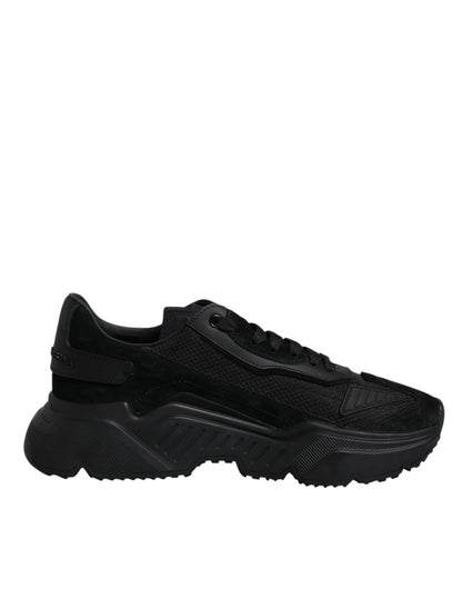 Dolce & Gabbana Black Leather Daymaster Low Top Sneakers Shoes - SMARTMARTNZ