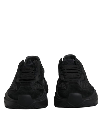 Dolce & Gabbana Black Leather Daymaster Low Top Sneakers Shoes - SMARTMARTNZ