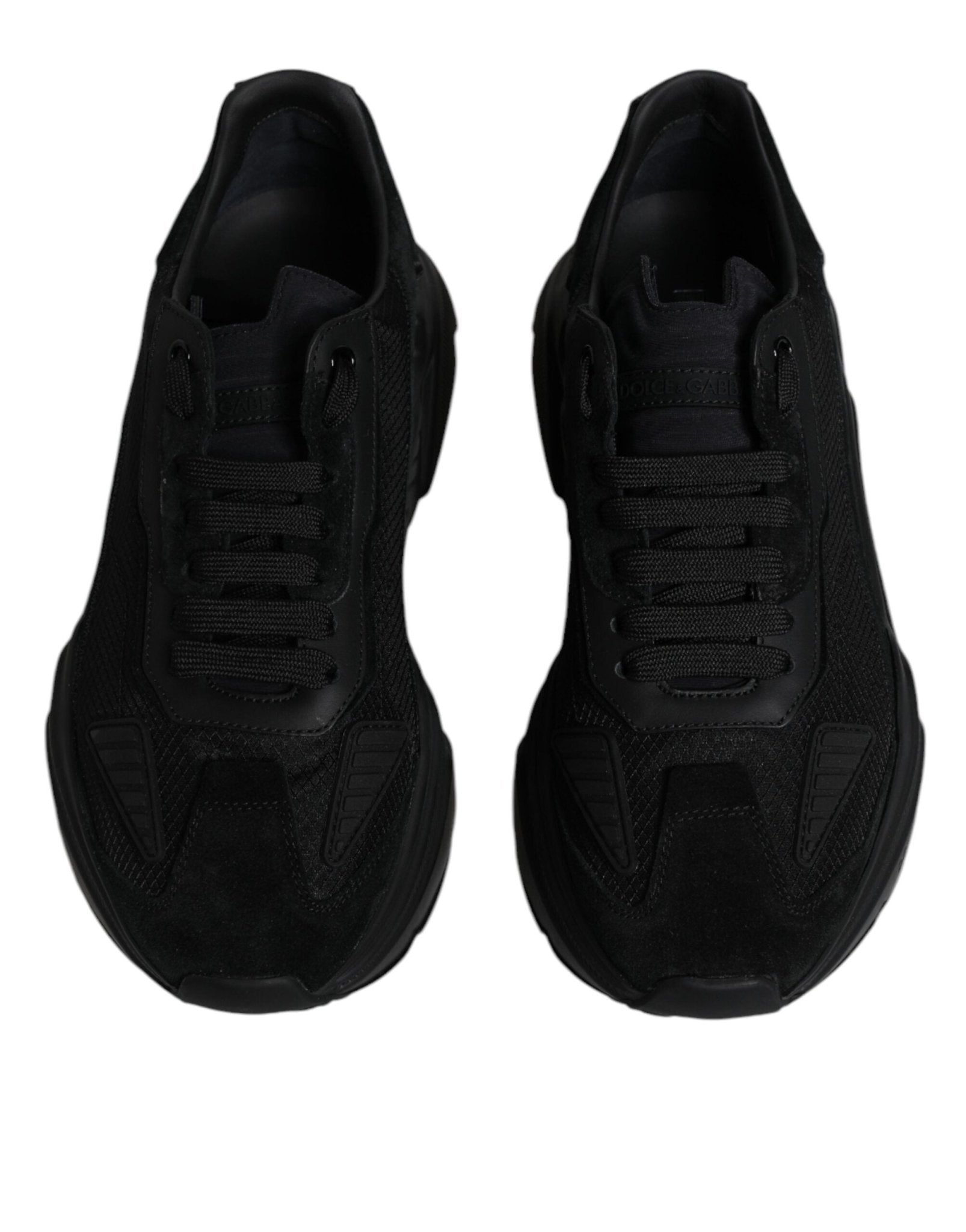 Dolce & Gabbana Black Leather Daymaster Low Top Sneakers Shoes - SMARTMARTNZ