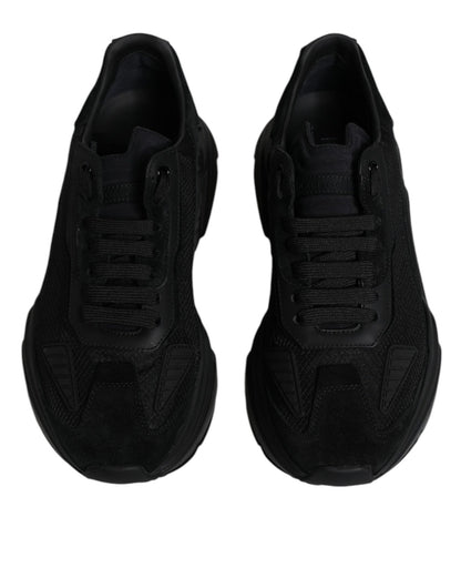 Dolce & Gabbana Black Leather Daymaster Low Top Sneakers Shoes - SMARTMARTNZ
