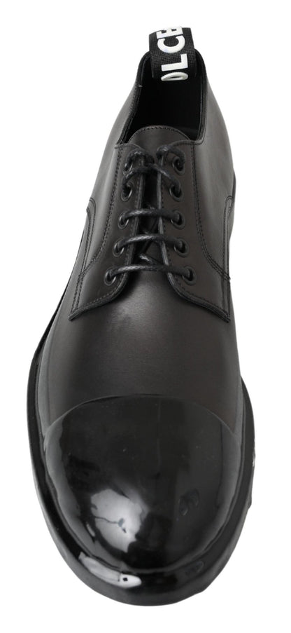 Dolce & Gabbana Black Leather Derby Dress Shoes - SMARTMARTNZ