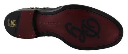 Dolce & Gabbana Black Leather Derby Dress Studded Shoes - SMARTMARTNZ