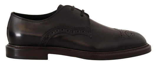 Dolce & Gabbana Black Leather Dress Formal Derby Shoes - SMARTMARTNZ