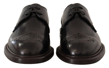 Dolce & Gabbana Black Leather Dress Formal Derby Shoes - SMARTMARTNZ