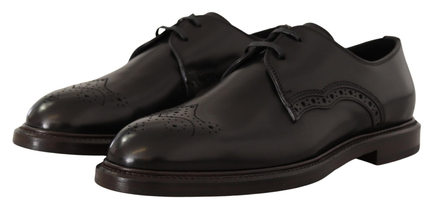 Dolce & Gabbana Black Leather Dress Formal Derby Shoes - SMARTMARTNZ