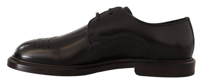 Dolce & Gabbana Black Leather Dress Formal Derby Shoes - SMARTMARTNZ