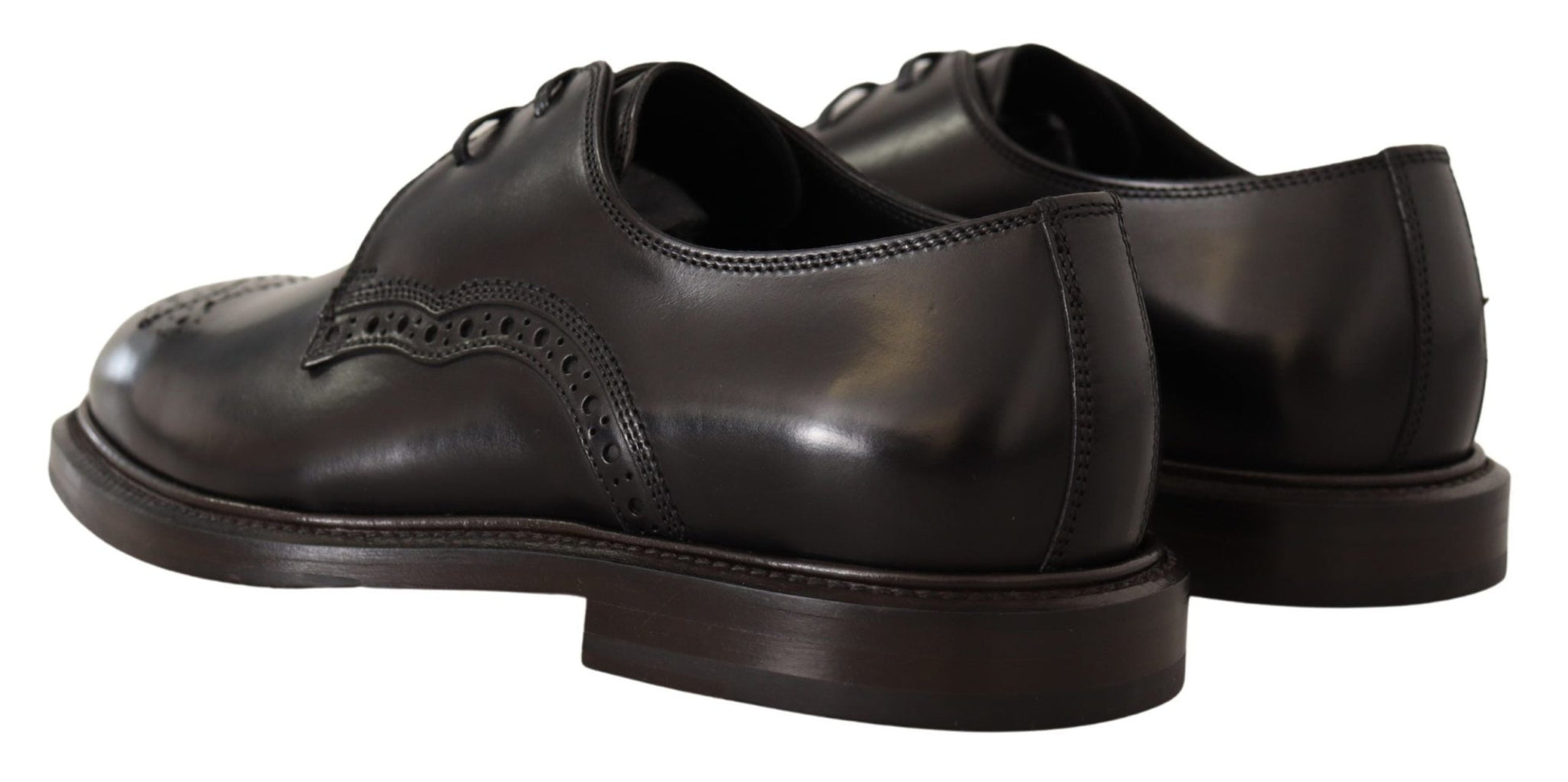 Dolce & Gabbana Black Leather Dress Formal Derby Shoes - SMARTMARTNZ