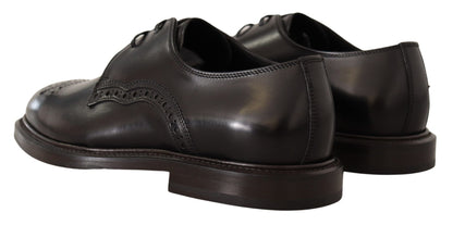 Dolce & Gabbana Black Leather Dress Formal Derby Shoes - SMARTMARTNZ