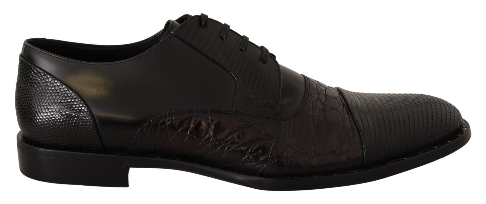 Dolce & Gabbana Black Leather Exotic Skins Formal Shoes - SMARTMARTNZ