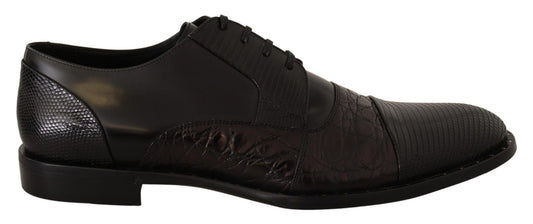 Dolce & Gabbana Black Leather Exotic Skins Formal Shoes - SMARTMARTNZ