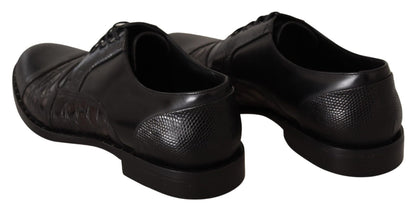 Dolce & Gabbana Black Leather Exotic Skins Formal Shoes - SMARTMARTNZ