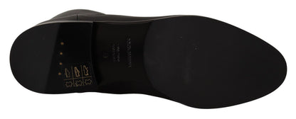Dolce & Gabbana Black Leather Flats Logo Short Boots Shoes - SMARTMARTNZ