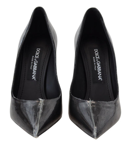 Dolce & Gabbana Black Leather Heels Pumps Plastic Wrapped Shoes - SMARTMARTNZ