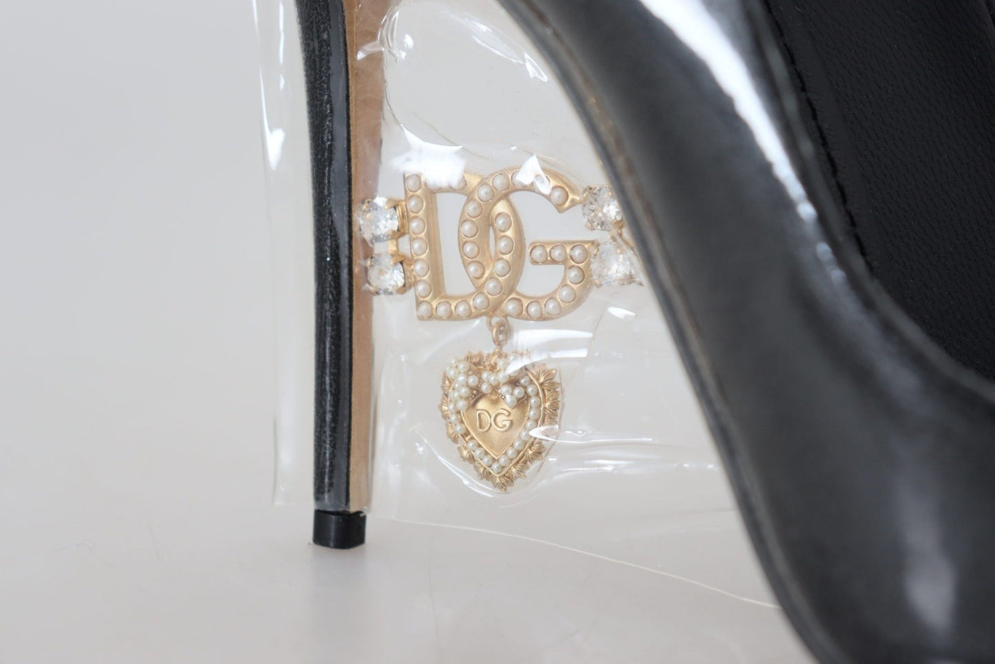 Dolce & Gabbana Black Leather Heels Pumps Plastic Wrapped Shoes - SMARTMARTNZ