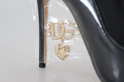 Dolce & Gabbana Black Leather Heels Pumps Plastic Wrapped Shoes - SMARTMARTNZ