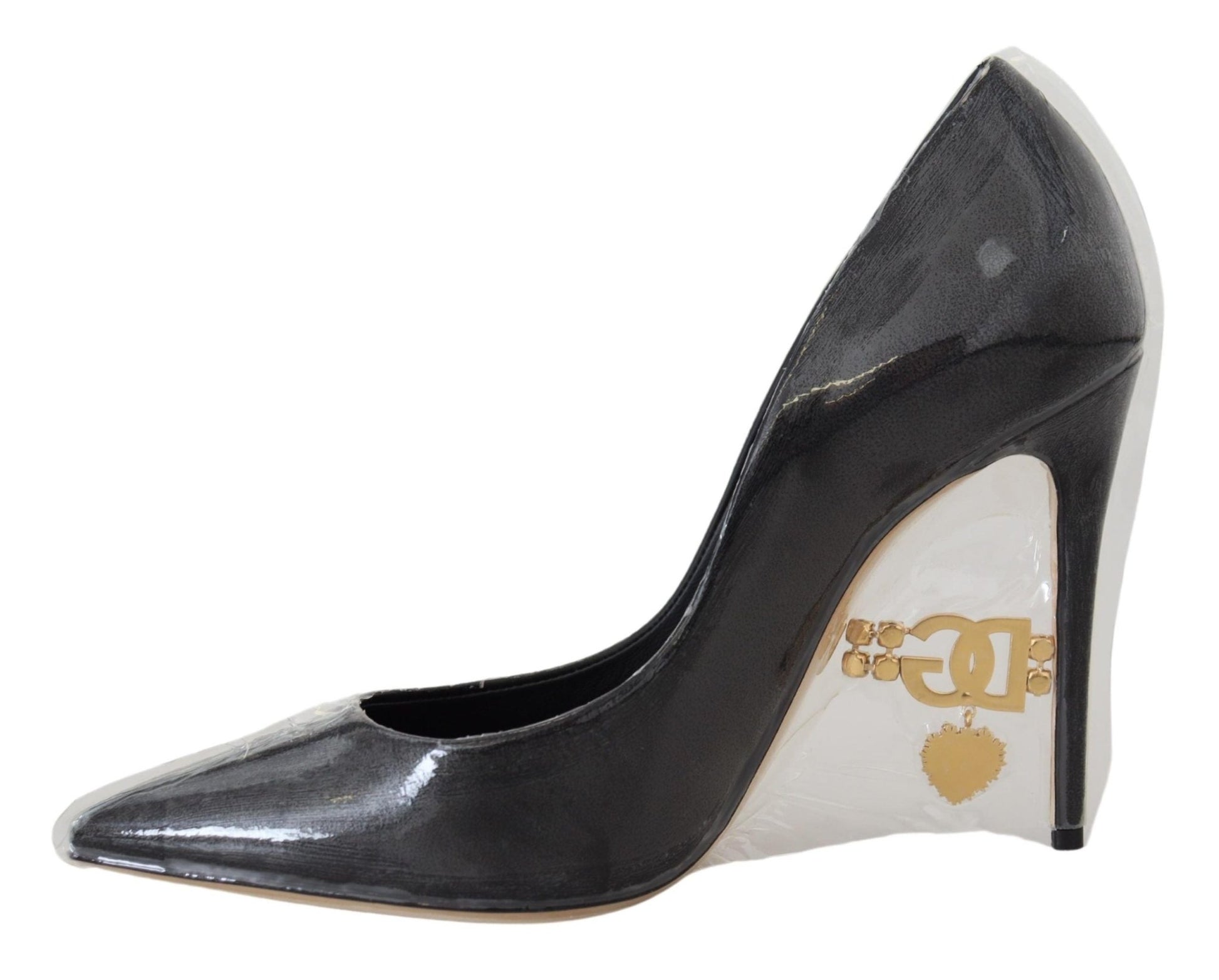 Dolce & Gabbana Black Leather Heels Pumps Plastic Wrapped Shoes - SMARTMARTNZ