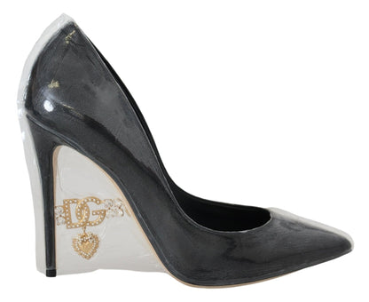 Dolce & Gabbana Black Leather Heels Pumps Plastic Wrapped Shoes - SMARTMARTNZ