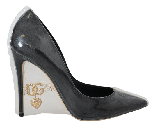 Dolce & Gabbana Black Leather Heels Pumps Plastic Wrapped Shoes - SMARTMARTNZ