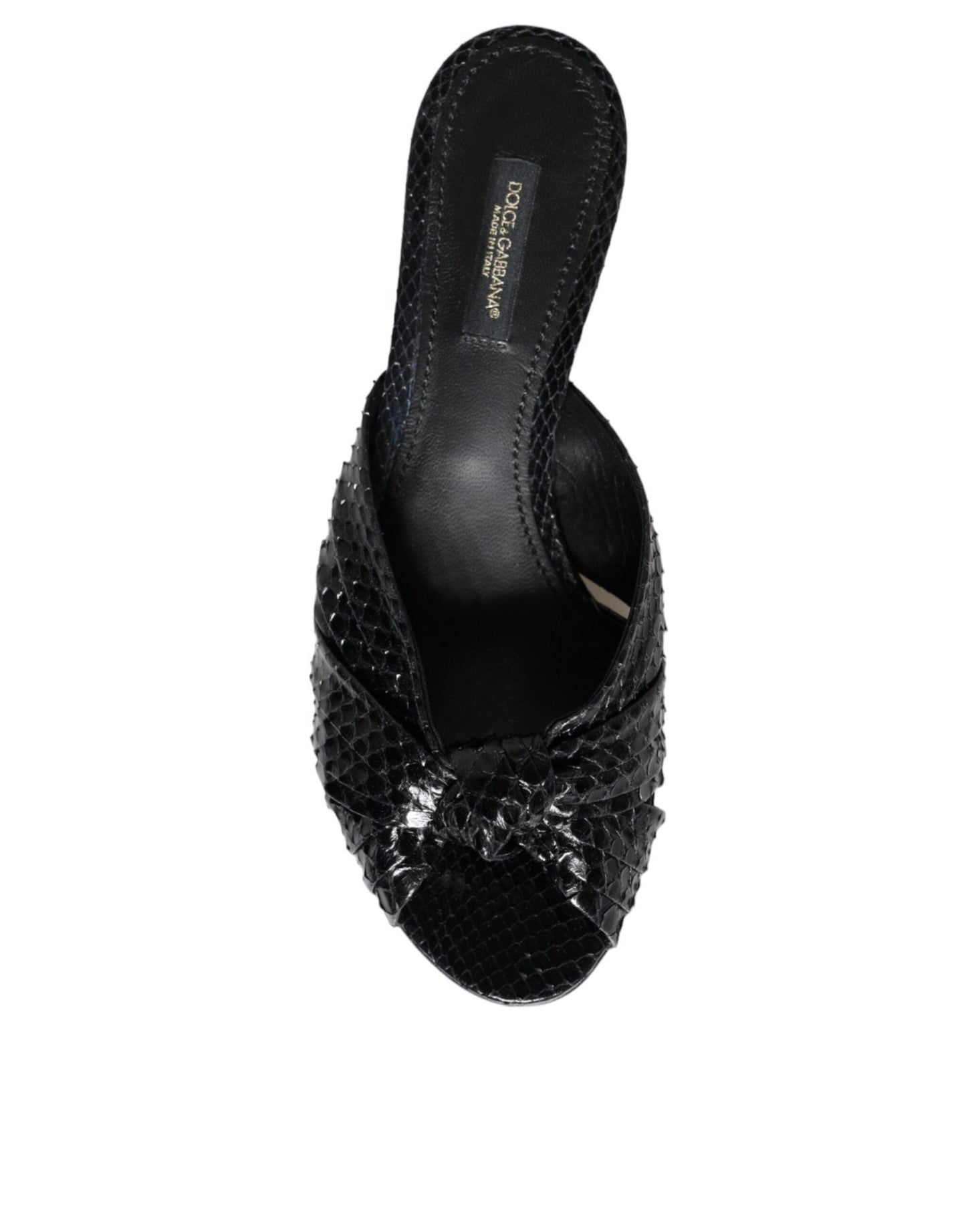 Dolce & Gabbana Black Leather Heels Slides Sandals Shoes - SMARTMARTNZ