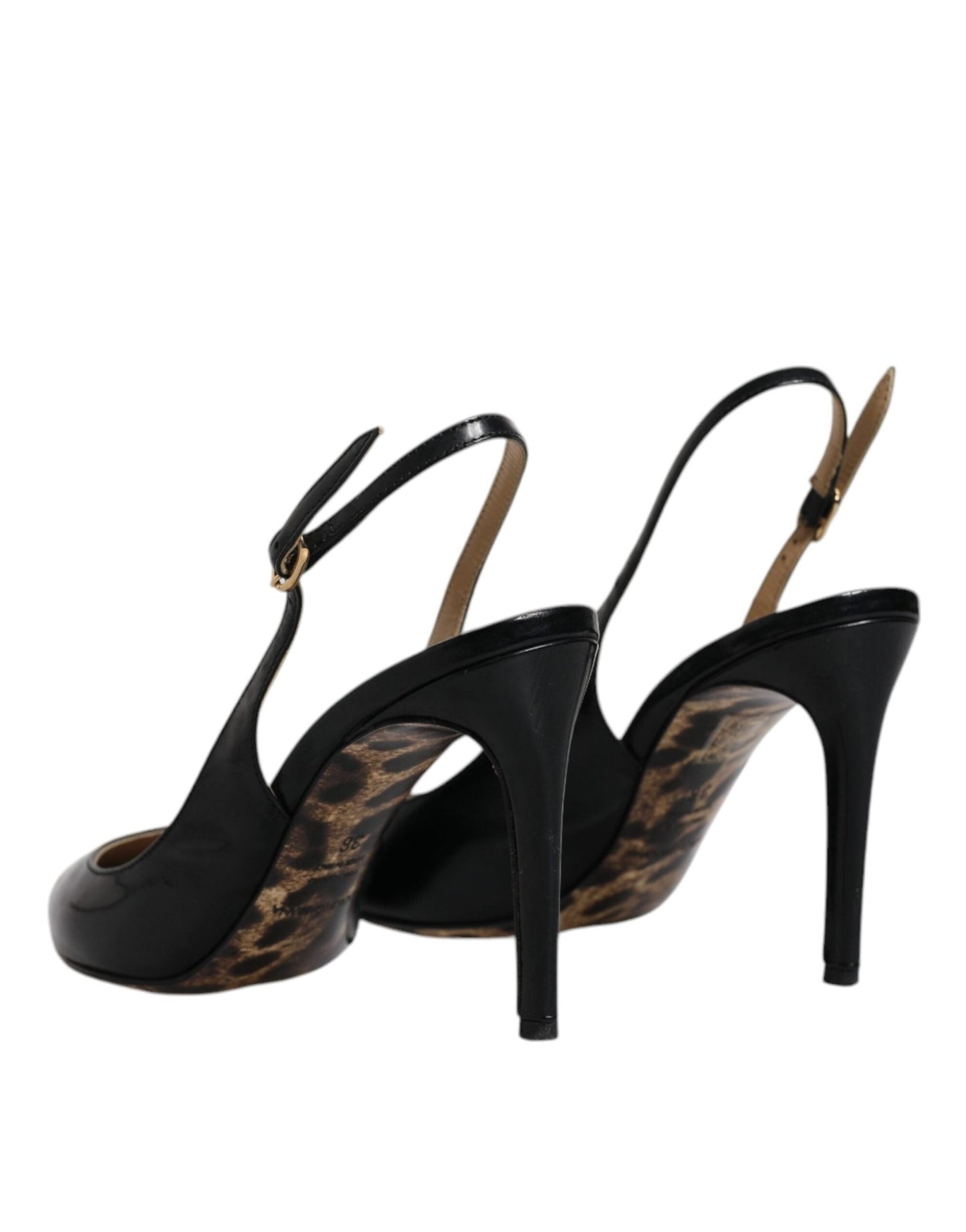 Dolce & Gabbana Black Leather High Heels Slingbacks Shoes - SMARTMARTNZ