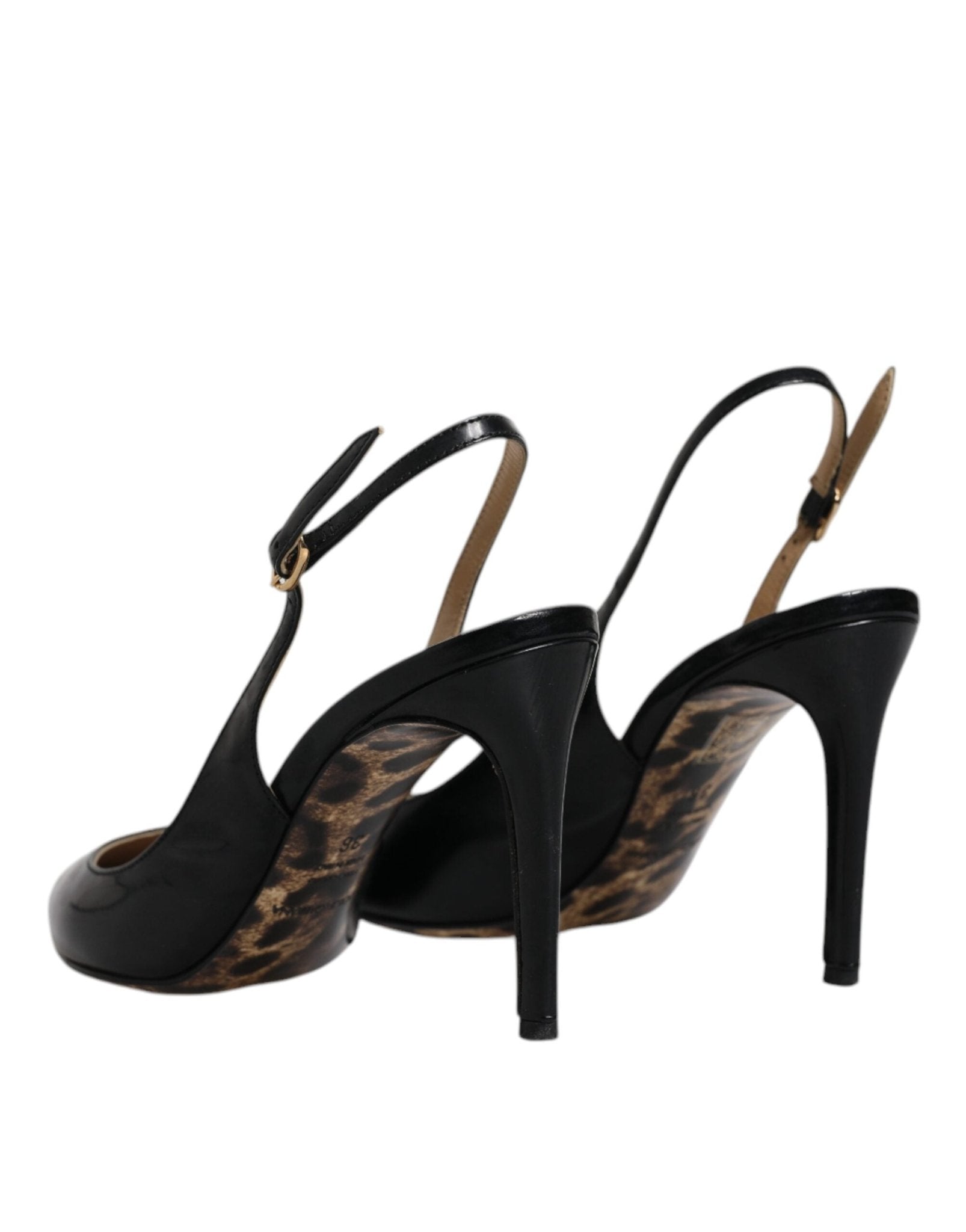 Dolce & Gabbana Black Leather High Heels Slingbacks Shoes - SMARTMARTNZ