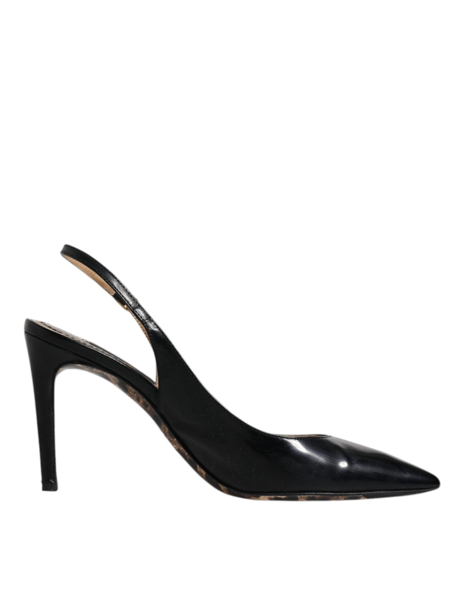 Dolce & Gabbana Black Leather High Heels Slingbacks Shoes - SMARTMARTNZ
